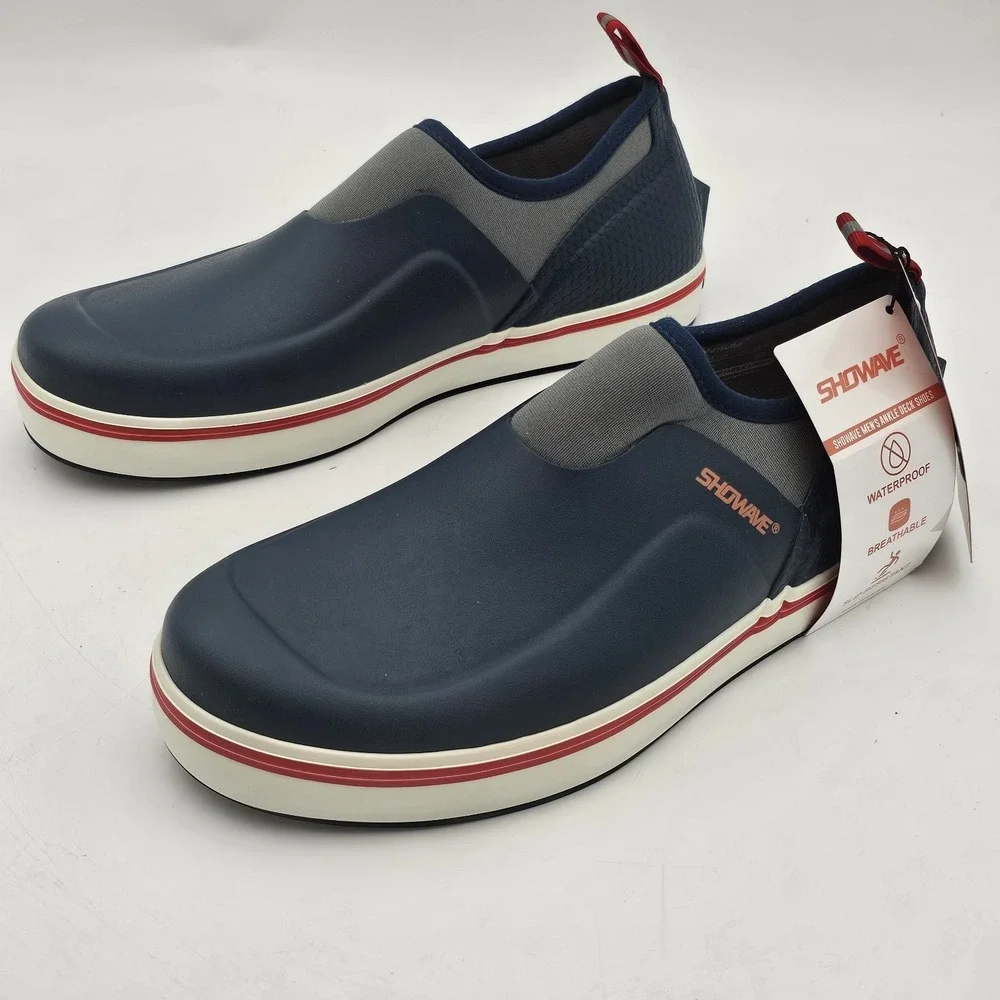 Mens Showave Slipon Deck Shoes Size 10 Blue Waterproof